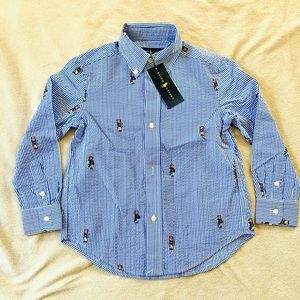 Polo RL boys Gingham teddy bear button down | NEW